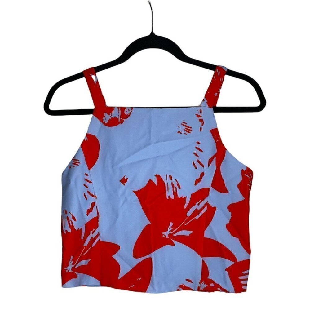 NEW Bardot Junior Blouse Size 18 L Floral Sleeveless Hibiscus Crop Multicolor